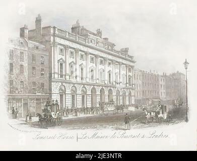 Ansicht des Somerset House, in London, Somerset House / La Maison de Somerset à Londres (Titel auf Objekt), Druckerei: Anonym, Verlag: Joseph Thomas Wood, (auf Objekt erwähnt), London, 1841 - 1885, Papier, Ätzung, Höhe 118 mm × Breite 151 mm Stockfoto