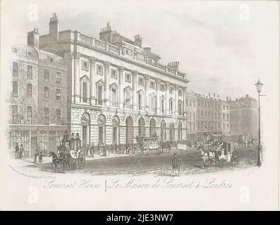 Ansicht des Somerset House, in London, Somerset House / La Maison de Somerset à Londres (Titel auf Objekt), Druckerei: Anonym, Verlag: Joseph Thomas Wood, (auf Objekt erwähnt), London, 1841 - 1885, Papier, Ätzung, Höhe 118 mm × Breite 151 mm Stockfoto