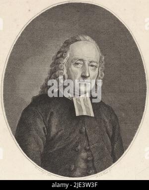 Porträt von Dirk Jan Metske, Pfarrer in Gouda, Porträt von Dirk Jan Metske, Druckerei: Mathias de Sallieth, (auf Objekt erwähnt), nach: A. van den Bergh, (auf Objekt erwähnt), Johannes le Francq van Berkhey, (auf Objekt erwähnt), 1764 - 1791, Papier, Radierung, H 377 mm × B 259 mm Stockfoto