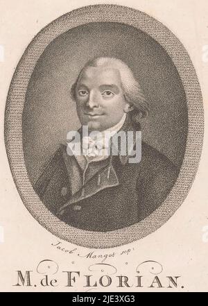 Porträt von Jean-Pierre Claris de Florian, Jacob Mangot, 1810, Druckerei: Jacob Mangot, 1810, Papier, H 132 mm - B 97 mm Stockfoto