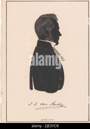 Silhouette Porträt von Jacob Cornelis van Marken, Pieter Barbiers (IV) (möglicherweise), 1809 - 1848, unter dem Porträt die Unterschrift des Porträtierten., Druckerei: Pieter Barbiers (IV), (möglicherweise), Niederlande, 1809 - 1848, Papier, H 150 mm - B 108 mm Stockfoto