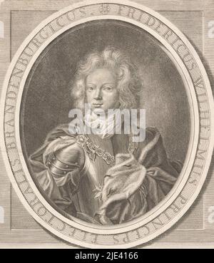 Porträt von Friedrich Wilhelm I. von Preußen als Kronprinz, Martin Bernigeroth, c. 1698 - 1713, Druckerei: Martin Bernigeroth, (erwähnt auf Objekt), Leipzig, c. 1698 - 1713, Papier, Gravur, H 296 mm - B 192 mm Stockfoto