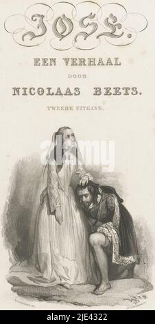 Titelseite für: Nicolaas Beets, Jose. A Story, 1838, Henricus Wilhelmus Couwenberg, nach Reinier Craeyvanger, 1838, Druckerei: Henricus Wilhelmus Couwenberg, (auf Objekt erwähnt), Zeichner: Reinier Craeyvanger, (auf Objekt erwähnt), Verlag: Johannes Immerzeel, (auf Objekt erwähnt), Amsterdam, 1838, Papier, Stahlgravur, H 245 mm × B 153 mm Stockfoto