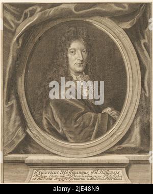 Porträt von Friedrich Hoffmann, Elias Nessenthaler, 1674 - 1714, Druckerei: Elias Nessenthaler, (auf Objekt erwähnt), 1674 - 1714, Papier, Gravur, Ätzung, H 185 mm - B 155 mm Stockfoto