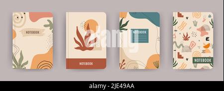 Titelblatt Notizbuchsammlung. Vorlagen mit abstrakten Formen. Ideal für Tagebuch, Bücher, Zeitschriften, Zeitschriften, Kataloge, Planer und Flyer. Vektor Stock Vektor