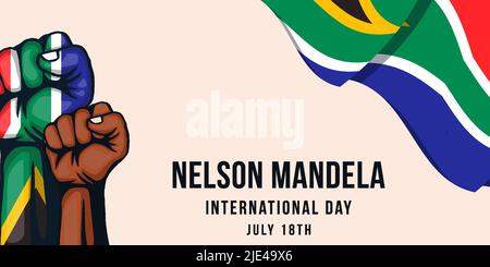 nelson mandela International Day Illustration Hintergrund mit zwei Händen Stock Vektor