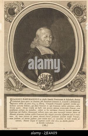 Porträt von Johann Hartmann von Rosenbach, Johann Salver (I), 1713, Druckerei: Johann Salver (I), (auf Objekt erwähnt), 1713, Papier, Gravur, Buchdruck, H 260 mm × B 170 mm Stockfoto