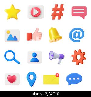 3D Social-Media-Symbole, Stock Vektor