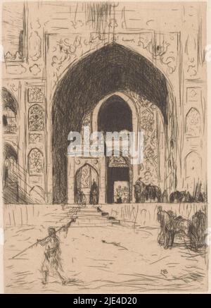 Moschee in Britisch-Indien, Marius Bauer, 1898, Blick auf den Eingang einer Moschee in Britisch-Indien., Druckerei: Marius Bauer, (signiert vom Künstler), 1898, Papier, Radierung, H 180 mm × B 128 mm Stockfoto