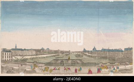 Blick auf die Pont Neuf über die seine in Paris, in Richtung Pont Royal gesehen, anonym, 1700 - 1799, Verlag: Anonym, Druckerei: Anonym, 1700 - 1799, Papier, Radierung, Pinsel, H 248 mm × B 448 mm Stockfoto