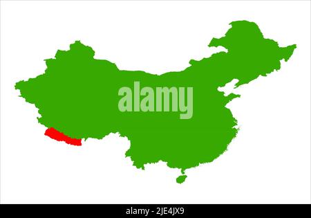 Nepal China Vektor-Karte Abbildung in weißem Hintergrund , Asien Länder Tapete Stockfoto