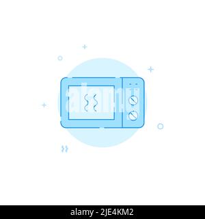 Mikrowellen-Vektor-Symbol. Flache Abbildung. Stil mit gefüllten Linien. Blaues Monochrom-Design. Bearbeitbare Kontur. Linienstärke anpassen. Stock Vektor
