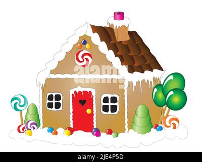 Vektor-Illustration eines Lebkuchenhauses vor weißem Hintergrund. EPS10. Stock Vektor