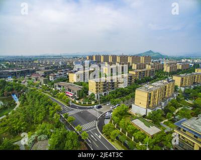 Zhejiang-ning-Luftpanorama mit Blick nach unten Stockfoto