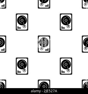 Hdd-Symbol Nahtloses Muster, Festplatten-Symbol, Computerdatenspeicher Disk Vektorgrafik Stock Vektor