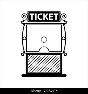 Ticketschalter-Symbol, Ticket-Fenster-Symbol, Eintrittsgutschein Für Veranstaltung, Reisen, Theater, Park Vector Art Illustration Stock Vektor