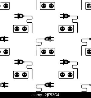 Steckdosensymbol Nahtloses Muster, Elektrisches Steckdosensymbol Vektorgrafik Stock Vektor