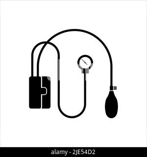 Blutdruck-Symbol, Sphygmomanometer-Blutdruckmessgerät, Vektorgrafik Stock Vektor