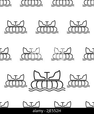 Bumper Boot Symbol Nahtloses Muster, Luft Aufblasbare Gummi Freizeit Boot Vektor Kunst Illustration Stock Vektor