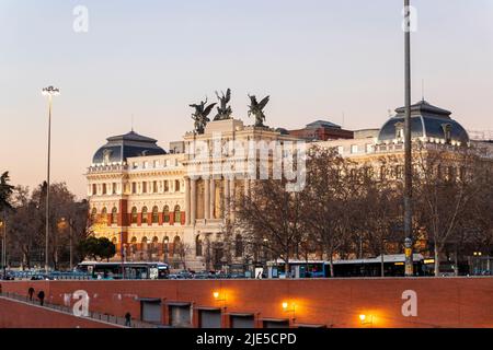 Madrid, Spanien. Hauptgebäude des Ministerio de Agricultura, Pesca y Alimentacion (Ministerium für Landwirtschaft, Fischerei und Ernährung) in der Nähe von Atocha Stockfoto