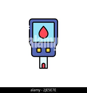 Glucometer Vektor-Symbol. Gefüllte Farbe flaches Zeichen für mobile Konzept und Web-Design. Farblich gefülltes Symbol für den diabetischen Blutzuckertest. Symbol, Logo illustra Stock Vektor