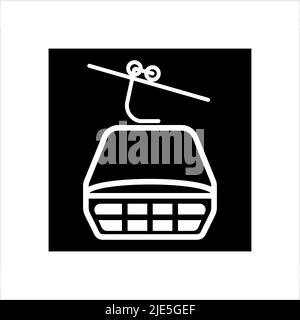 Ski Lift Icon, Aerial Lift Icon Vektor-Kunst Illustration Stock Vektor