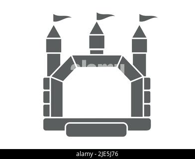 Hüpfburg aufblasbare Burg. Turm und Ausrüstung für Kinderspielplatz. Schild mit dem springenden Haus. Symbol für die Silhouette des Glyphen-Vektors Stock Vektor