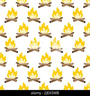 Lagerfeuer Symbol Nahtloses Muster, Lagerfeuer Vektor-Kunst Illustration Stock Vektor