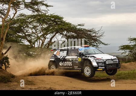 20 KAJETANOWICZ Kajetan (pol), SZCZEPANIAK Maciej (pol), Skoda Fabia Evo, Aktion während der Safari Rallye Kenia 2022, 6. Runde der WRC World Rally Car Championship 2022, vom 23. Bis 26. Juni 2022 in Nairobi, Kenia - Foto Nikos Katikis / DPPI Stockfoto