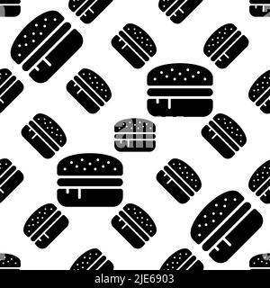 Burger Symbol Nahtloses Muster, Fast Food Burger Vektor-Kunst Illustration Stock Vektor
