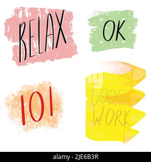 Darstellung von Text mit Beschriftungen auf Hintergründen mit einem Pinsel Stock Vektor