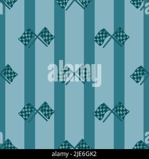 Rennflagge nahtlose Mustergravur. Vintage Sport Hintergrund in handgezeichneter Stil. Vektor wiederholte Textur für Druck, Stoff, Verpackung, Tapete, ti Stock Vektor