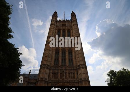 Der Victoria Tower des House of Lords, London Stockfoto