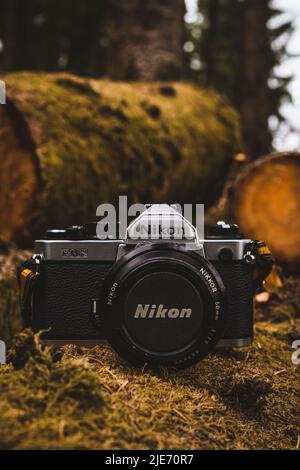Die FM2 Vintage Nikon Kamera. Stockfoto