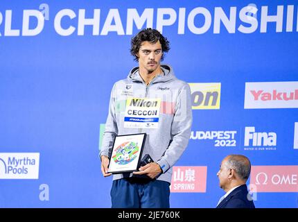 Budapest, Ungarn. 25.. Juni 2022. CECCON Thomas ITA WeltrekordholderNFT Swimming FINA 19. World Championships Budapest 2022 Budapest, Duna Arena 25/06/22 Foto Andrea Staccioli/Deepbluemedia/Insidefoto Kredit: Insidefoto srl/Alamy Live News Stockfoto