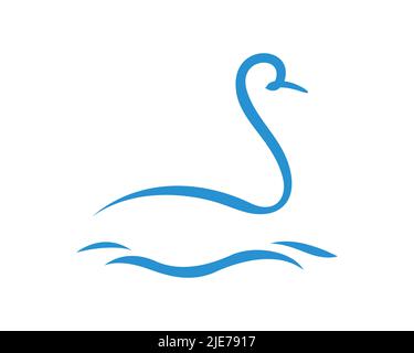 Schwimmender Schwan mit Simple Touch und Silhouette Style visualisiert Stock Vektor