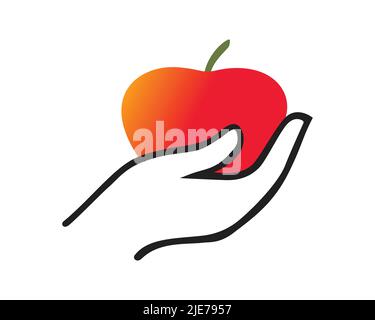 Einfache Hand halten Pfirsich oder Aprikose Illustration Stock Vektor