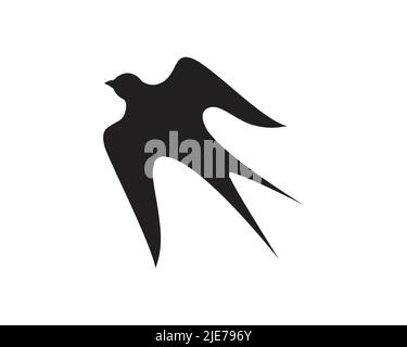 Einfacher fliegender Schwalbenvögel visualisiert mit Silhouette Style Stock Vektor