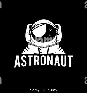 Raumfahrt Astronaut Helm oder Spaceman Logo vintage Label Abzeichen Design Vektor Illustration. Star Planet Galaxy Space Logo Stock Vektor