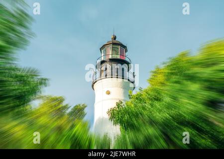 Key West Lighthouse, Florida USA mit Bewegungsunschärfe-Effekt Stockfoto