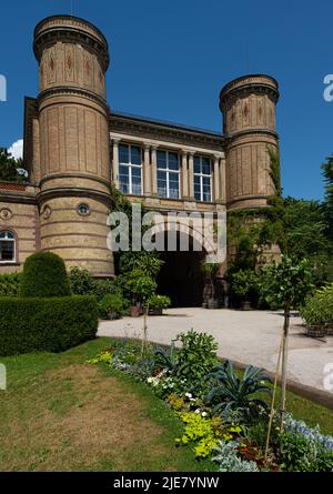 Eintritt in den Botanischen Garten im Schloss, Karlsruhe, Baden Württemberg, Deutschland Stockfoto