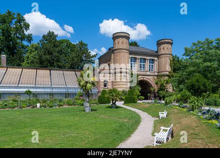 Eintritt in den Botanischen Garten im Schloss, Karlsruhe, Baden Württemberg, Deutschland Stockfoto