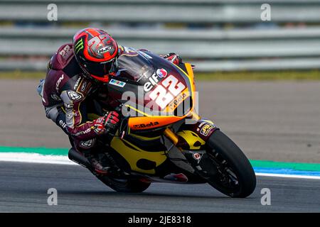 ASSEN, NIEDERLANDE - 26. JUNI: Sam Lowes vom elf Marc VDS Racing Team und Großbritannien während der Moto2 of Netherlands bei TT Assen am 26. Juni 2022 in Assen, Niederlande. (Foto von Andre Weening/Orange Picles) Stockfoto