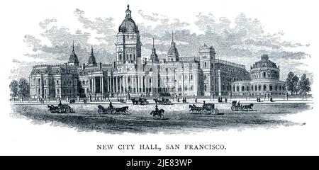 Neues Rathaus in San Francisco, Kalifornien, USA, historische Illustration aus dem 19. Jahrhundert Stockfoto