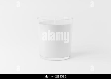 Kerzenglas mit Box Verpackung 3D Rendering White Blank Mockup Stockfoto