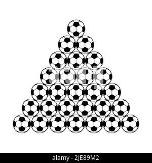 Fußball ist in einer Pyramide Art angeordnet gestapelt. vektor Stock Vektor