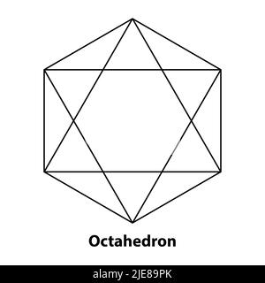 Mathematische geometrische Figuren wie Oktaeder, Vektorlinie Stock Vektor