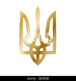 Wappen der Ukraine Vektor-Ikone. Ukrainisches nationales Emblem in Goldfarbe Vektor-Illustration EPS 10 Stock Vektor