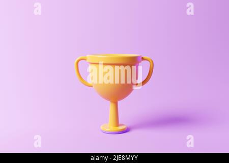 Pokalsymbol auf violettem Hintergrund. 3D Abbildung Stockfoto