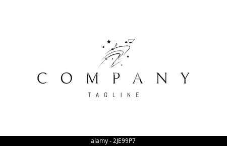 Vektor-Logo, auf dem ein abstraktes Bild von musikalischen Wellen mit Noten. Stock Vektor